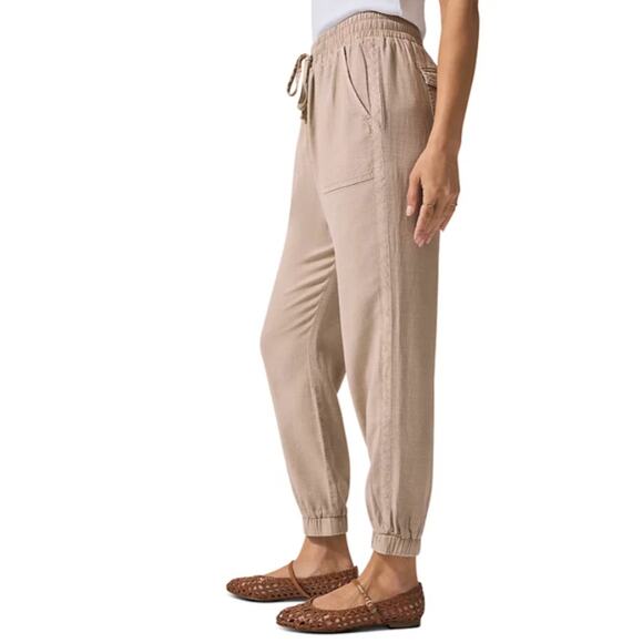 SPLENDID WOMENS XLARGE DRAWSTRING LINEN BLEND LAKESIDE JOGGER KHAKI NEW - Picture 3 of 12